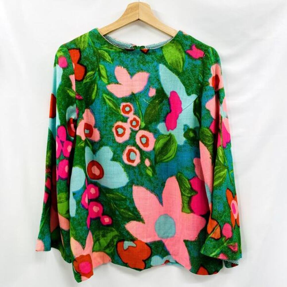 Vintage Handmade FLoral Colorful Blouse‎
